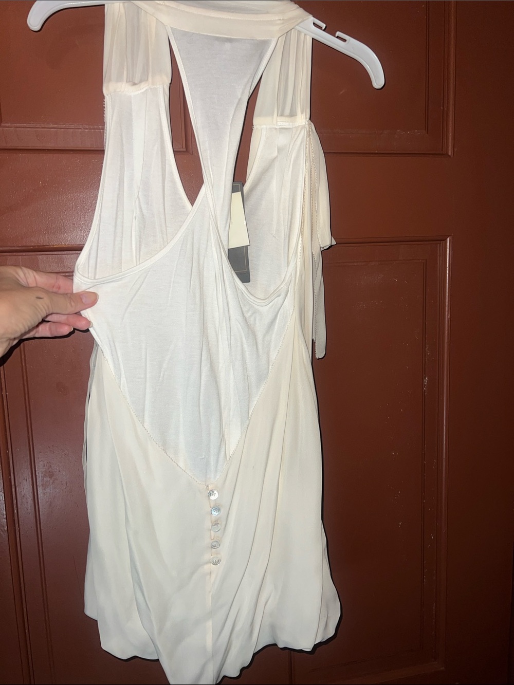 BCBGMaxAzria Ivory Sleeveless 100% Silk Draped Tunic - Picture 4 of 5